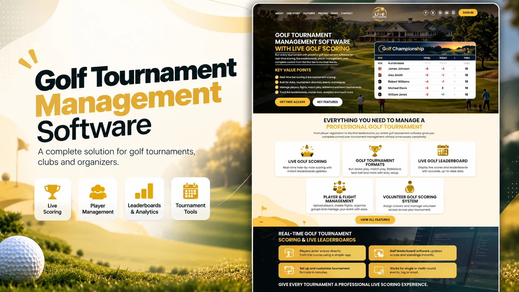 LiveGolfScoring landing page preview
